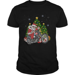 Biker Santa Motorcycle Merry Christmas Tree Shirt